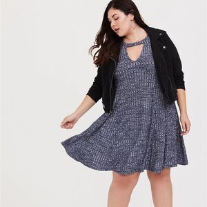 🆕 Torrid Navy Choker Neck Ribbed Sweater Dress 3X